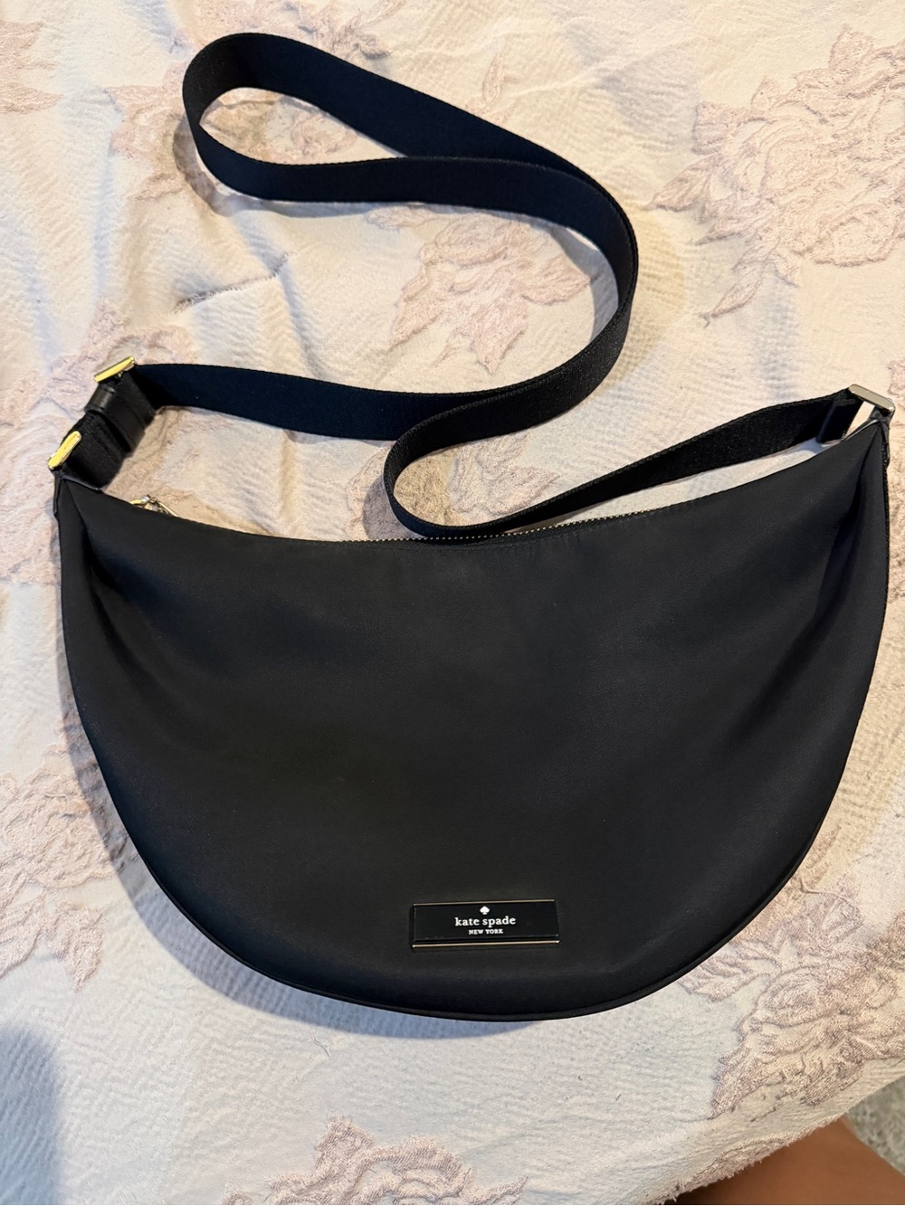 kate spade Black Crescent Crossbody Bag with Gold Hardware